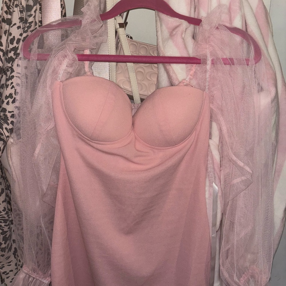 Pink Bodycon off the shoulder dress